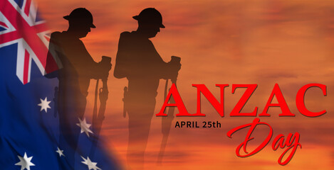 Anzac is the Australian national holiday. Australian flag. 3d illustration