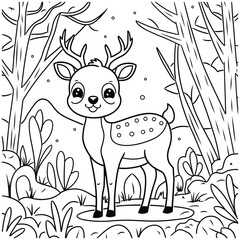 Hand drawn deer outline illustration