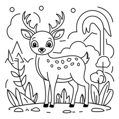 Hand drawn deer outline illustration