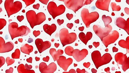 red hearts background _ A red heart with watercolor dots and spots on a white background. The heart is cute and playful,  