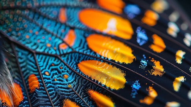 Detailed macro view of butterfly wing patterns and colors through electron microscope