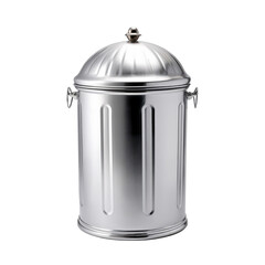Silver trash garbage can isolated.