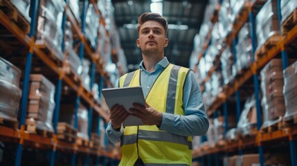 Supervisor with Tablet in Warehouse