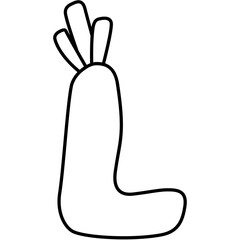 Carrot Alphabet L Outline