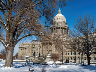 Winter park and Idaho State Capital building