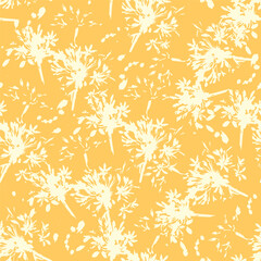 Retro silhouette meadow flowers seamless pattern in vector EPS10, retro style design for fashion, fabric, web, wallpaper, packaging and all prints on vintage brown background