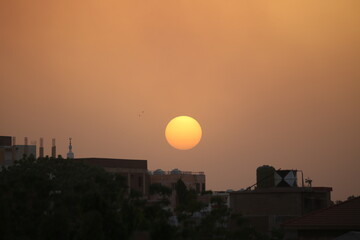 sunset over the city Khartoum Sudan 
