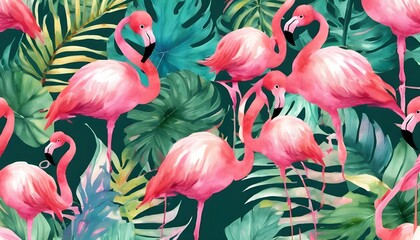 Flamingo Delight: Vibrant Vector Pattern with Tropical Flair