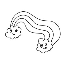 Rainbow and clouds icon.. Line style.