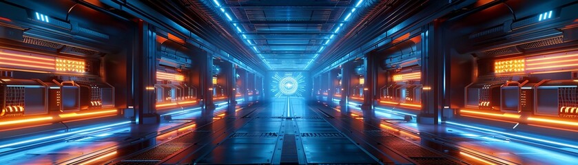Underground Cyber Hub, Futuristic, Interior Photography, Subterranean Network Environment , hyper realistic