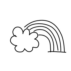 Rainbow and clouds icon.. Line style.