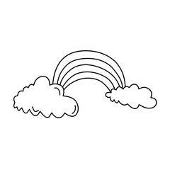 Rainbow and clouds icon.. Line style.