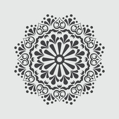 Black and white mandala ornamental pattern, floral mandala ornament