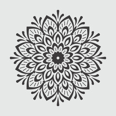 Black and white mandala ornamental pattern, floral mandala ornament