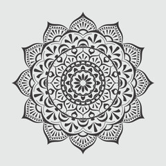 Black and white mandala ornamental pattern, floral mandala ornament
