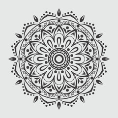 Black and white mandala ornamental pattern, floral mandala ornament