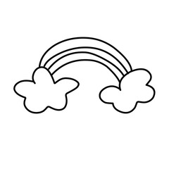 Rainbow and clouds icon.. Line style.