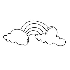 Rainbow and clouds icon.. Line style.