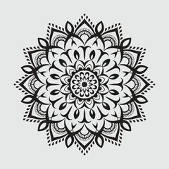 Black and white mandala ornamental pattern, floral mandala ornament