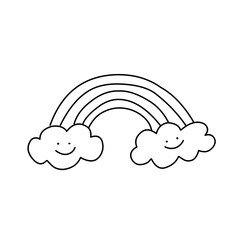 Rainbow and clouds icon.. Line style.
