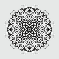 Black and white mandala ornamental pattern, floral mandala ornament