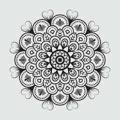 Black and white mandala ornamental pattern, floral mandala ornament