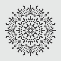 Black and white mandala ornamental pattern, floral mandala ornament