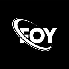 FOY logo. FOY letter. FOY letter logo design. Initials FOY logo linked with circle and uppercase monogram logo. FOY typography for technology, business and real estate brand.