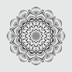 Black and white mandala ornamental pattern, floral mandala ornament