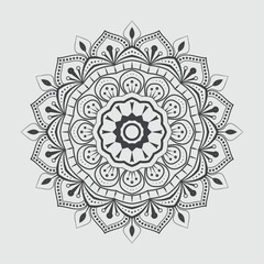 Black and white mandala ornamental pattern, floral mandala ornament