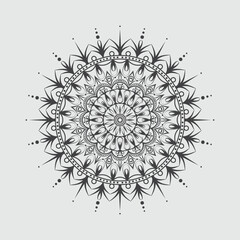 Black and white mandala ornamental pattern, floral mandala ornament