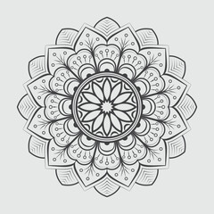 Black and white mandala ornamental pattern, floral mandala ornament