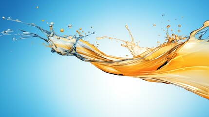 Orange liquid splash on blue background, water, drop, transparent
