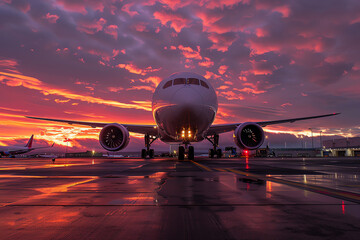 Elegant Airliner in Fiery Sunset Magnificence