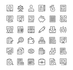 Accounting icons set. Vector line icons. Black outline stroke symbols - 779089333