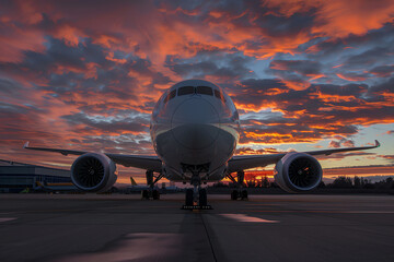 Elegant Airliner in Fiery Sunset Magnificence