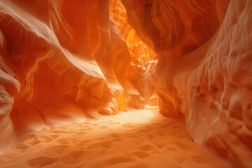 landscape in warm colors, view inside a sandstone canyon - obrazy, fototapety, plakaty