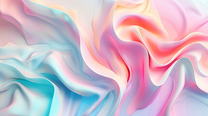 Obraz premium A seamless flow of pastel hues in an abstract design that mimics soft, undulating fabric waves, blending pinks, blues, and creams.