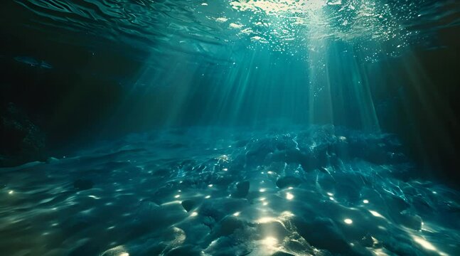 underwater view with rays of light from above