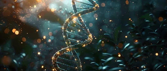 Fotobehang Unraveling the Elegance of DNA in Evolution's Symphony. Concept Genetic Code, Evolutionary Biology, DNA Analysis, Elegance of Science, Symphony of Evolution © Ян Заболотний