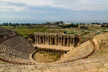 Ephesus, Turkey - March 25 2014: Panorama view of Amphitheater in Ephesus