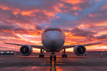 Elegant Airliner in Fiery Sunset Magnificence