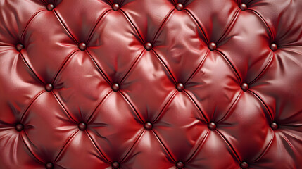 Padded red leather upholster pattern. Quilted leather texture with buttons