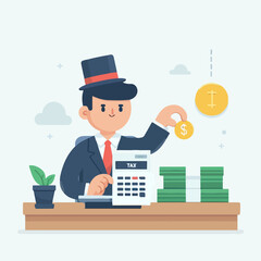 tax officer calculating tax revenue