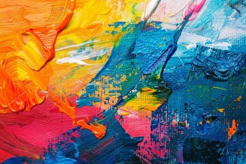 Colorful Abstract Painting Close-Up - obrazy, fototapety, plakaty