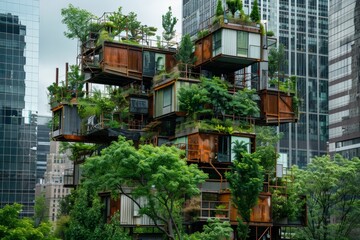 Tall Building Covered in Plants