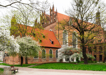 Brick gothic Holy Trinity Church in Gdansk