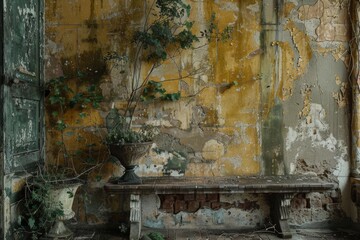 Bench in Front of Dirty Wall