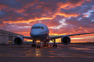 Elegant Airliner in Fiery Sunset Magnificence