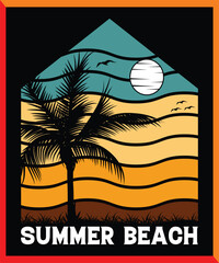 PrintSummer Beach T-shirt Design. EPS. PNG, summer shat. PNG, EPS, Files for clothing, bag, cups, card, EPS 10	
